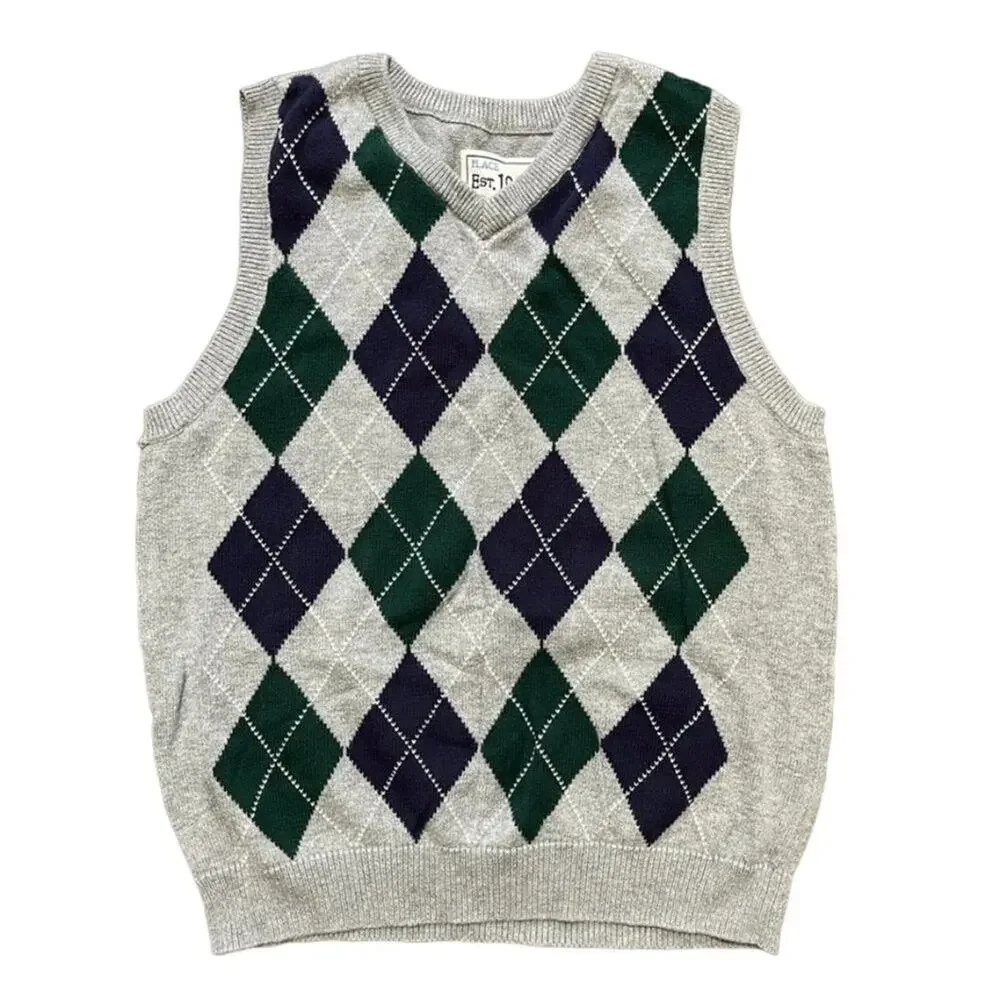 THE CHILDREN'S PLACE V-neck Argyle Sweater Vest  TODDLER 4T